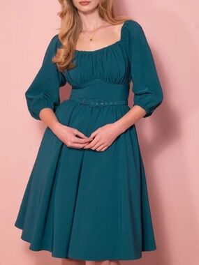 Vixen by Micheline Pitt Vacation Dress Teal M